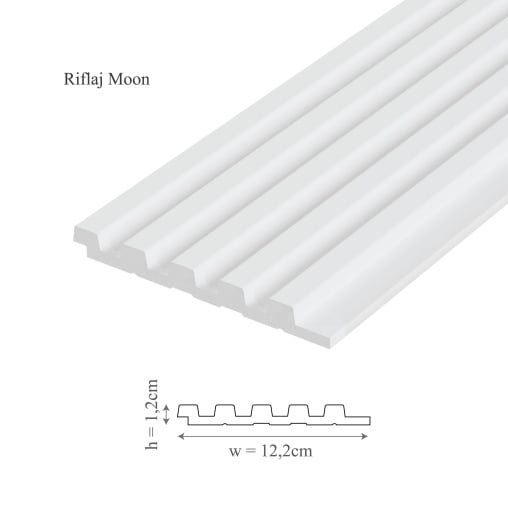 Panou riflaj decorativ 3D din polimer rigid, model Moon - 12.2x1.2x250 cm