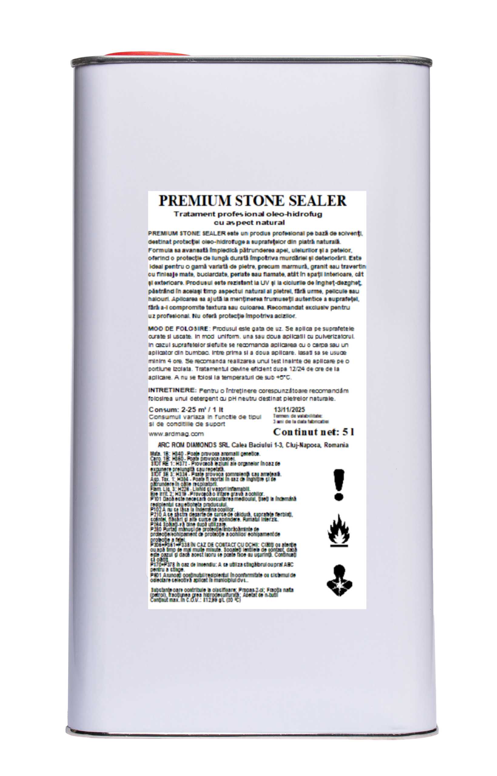 PREMIUM STONE SEALER Tratament profesional oleo-hidrofug cu aspect natural, 5L (cutie cu 4 buc)