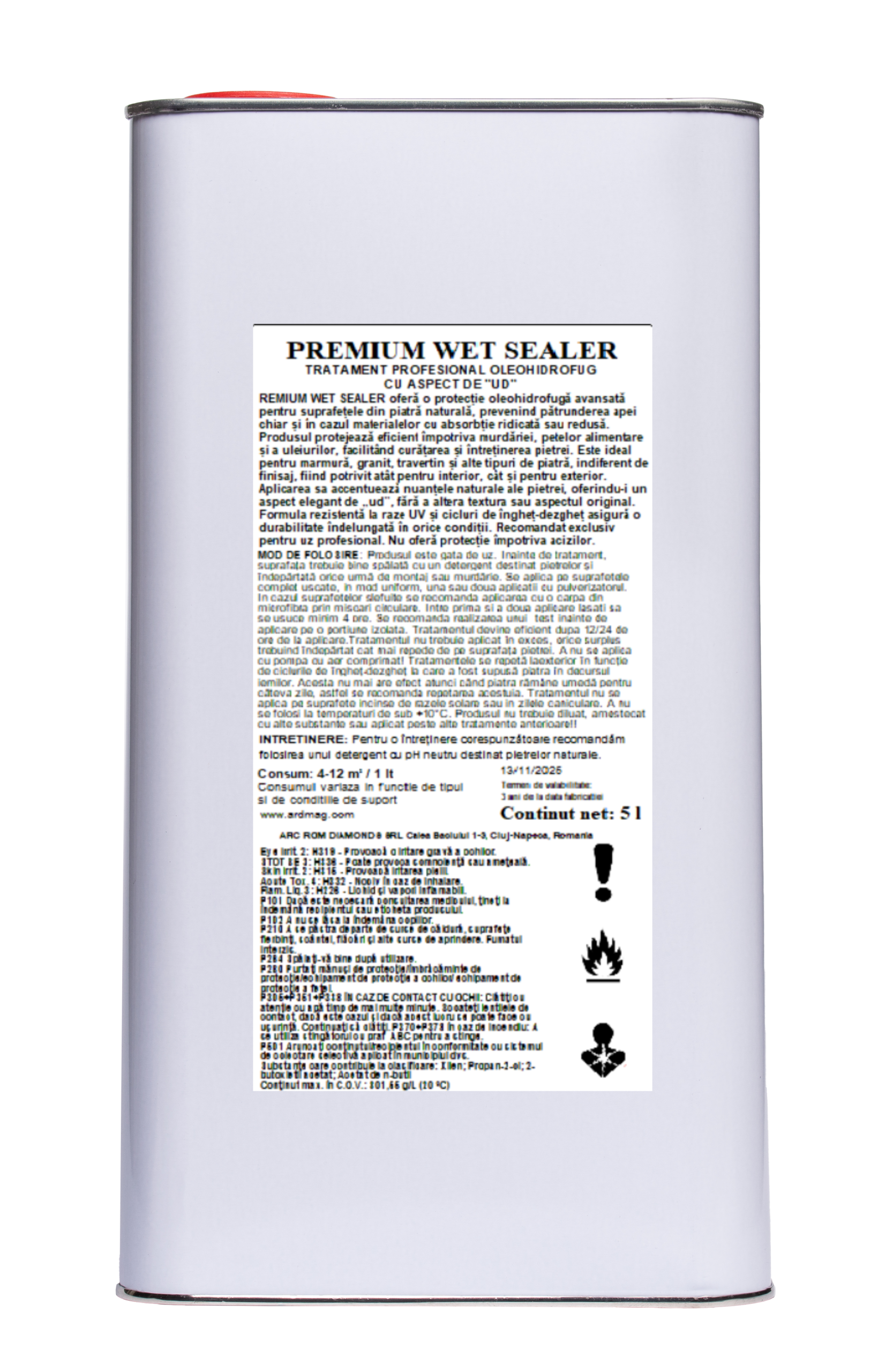 PREMIUM WET SEALER Tratament profesional oleo-hidrofug cu aspect de “ud”, 5L (cutie cu 4 buc)