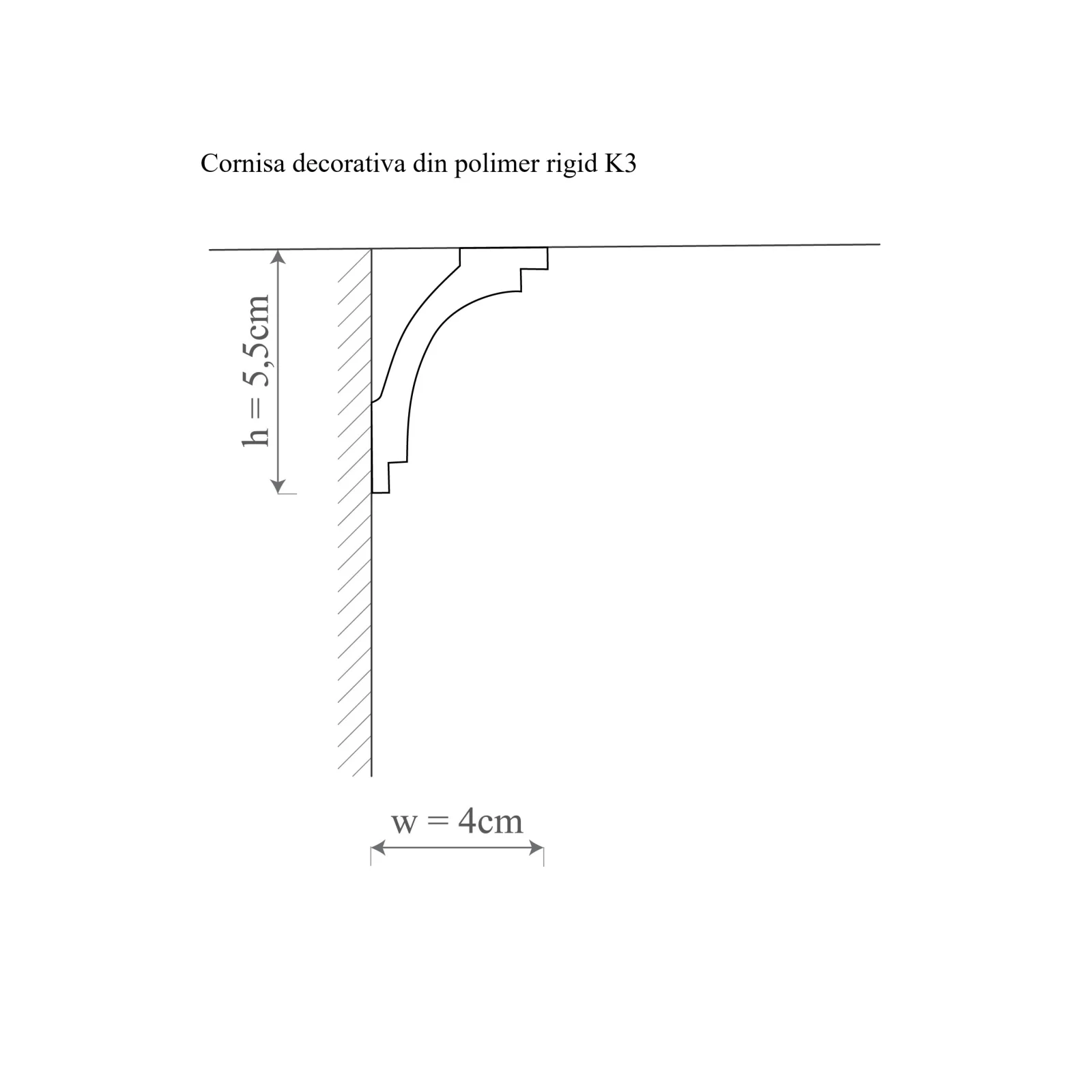 Cornisa decorativa din poliuretan K3 - 5.5x4x200 cm - imagine 2