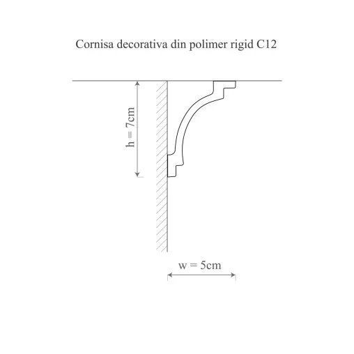 Profil mascare galerie polimer rigid C12 - 5x7x200 cm - imagine 2